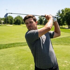 Vineyard Vines Performance Polo Shirt Mens Large Gray Heathered Stripe Golf L